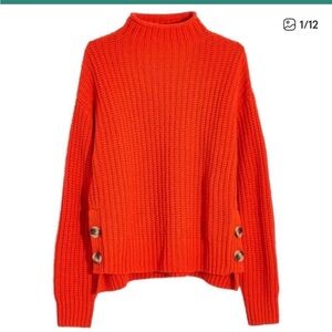 𝅺madewell Mock Neck Side-Button Pullover Sweater